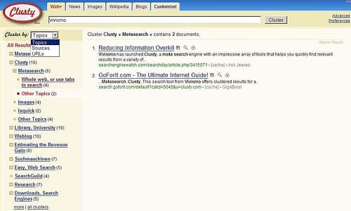 Clusty - Not Just Yet Another Clustering Meta Search Engine