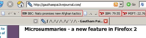 Microsummaries - a new feature in Firefox 2