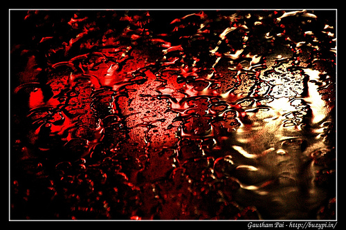 Stuck in a heavy rain in our car