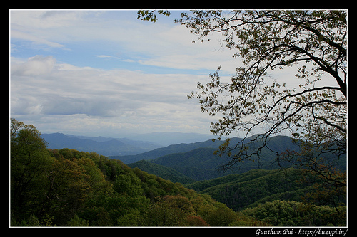 Smoky mountains in the background